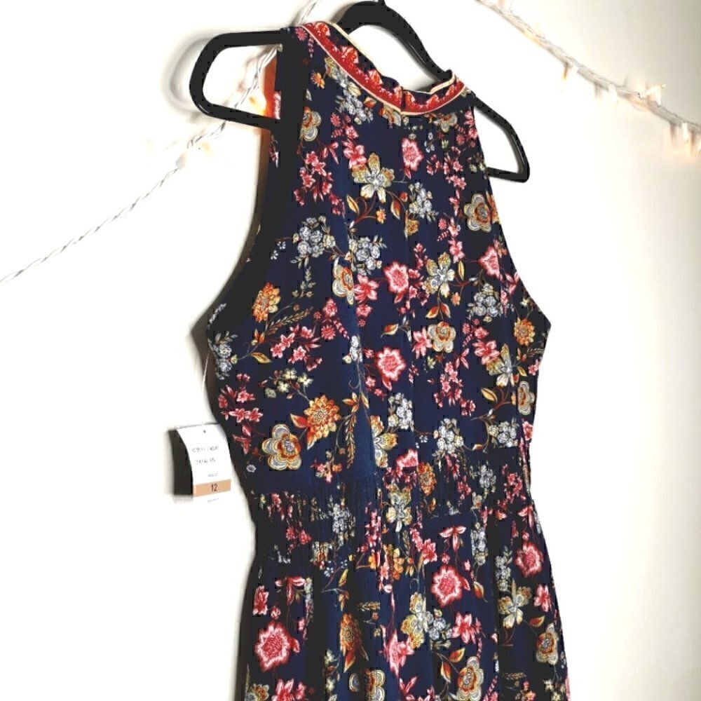 NWT Gabby Skye Women's 12 RN# 67473 Floral Zipper Dress Tribal Boho Blue Red - Picture 15 of 16